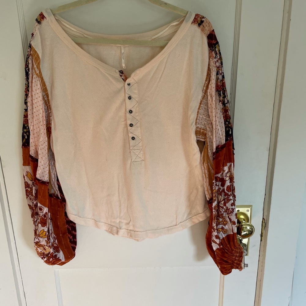Free People | Blossom Sleeve Long Sleeve Shirt | Medium | Ivory